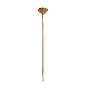 Fan-shaped pottery brush with soft bristles for applying glazes, washes, and slips evenly.
