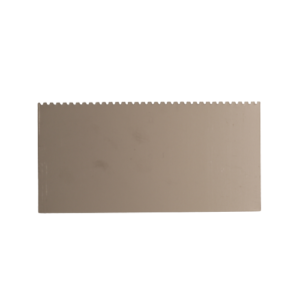 Metal pottery scraper with flat and zig-zag edges for shaping, smoothing, and texturing clay