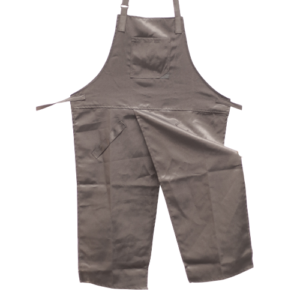 Split-leg pottery apron with adjustable straps, front pocket and side loops for wheel work