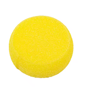 Round pottery sponge for smoothing and cleaning clay surfaces.