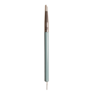 Double-ended pottery sculpting tool with a silicone tip on one end and a needle-ball tool on the other