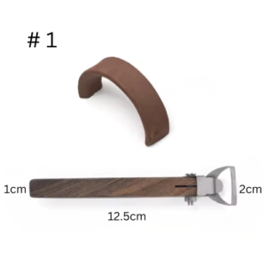 Pottery handle maker with wooden handle and stainless-steel blade for cutting clay handle strips.