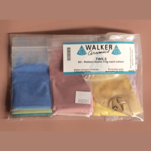 Walker’s Ceramics powdered potter’s stains for underglaze, glaze, and slip decoration.