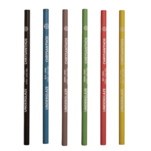 Chrysanthos underglaze decorating pencils for shading, drawing, and marking bisque pottery.