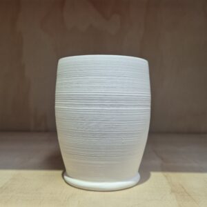 bisqueware cup, handless